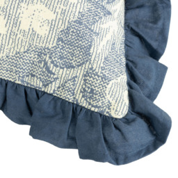 Paoletti Kirkton French Blue Floral Pleated Cushion - Size: 50 x 50 cm - Wilko - thumbnail 5