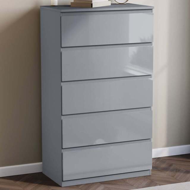 Vida Designs Glinton 5 Drawer Grey Chest of Drawers - Wilko - image 1
