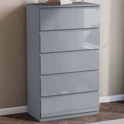 Vida Designs Glinton 5 Drawer Grey Chest of Drawers - Wilko - thumbnail 1