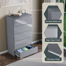 Vida Designs Glinton 5 Drawer Grey Chest of Drawers - Wilko - thumbnail 7