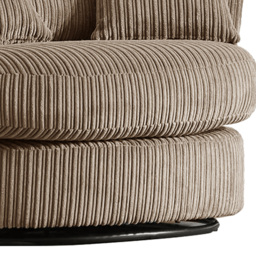 Portland Luxor Coffee Jumbo Cord Swivel Chair - Size: Single - Brown - Wilko - thumbnail 5