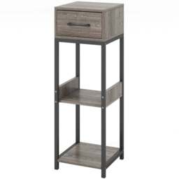Costway Single Drawer 3 Shelf Grey Indoor Plant Stand - Size: 82 x 36 x 13cm - Wilko