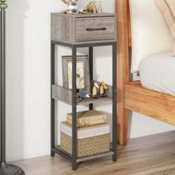 Costway Single Drawer 3 Shelf Grey Indoor Plant Stand - Size: 82 x 36 x 13cm - Wilko - thumbnail 3
