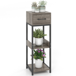 Costway Single Drawer 3 Shelf Grey Indoor Plant Stand - Size: 82 x 36 x 13cm - Wilko - thumbnail 4