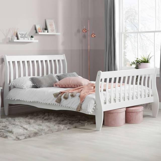 Belford Double White Wooden Bed - Birlea - Wilko - image 1