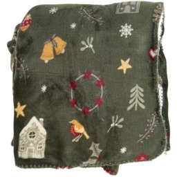 Winter Wishes Sherpa Throw  - Green - Wilko - thumbnail 6