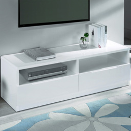 Julian Bowen Manhattan 2 Drawer White Media Unit - Size: 40 x 130 x 45cm - Wilko