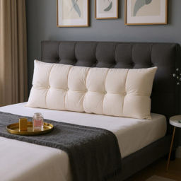 Living and Home Beige Chenille Headboard Pillow 60 x 150cm - Size: 60 x 150 x 18cm - Wilko - thumbnail 3
