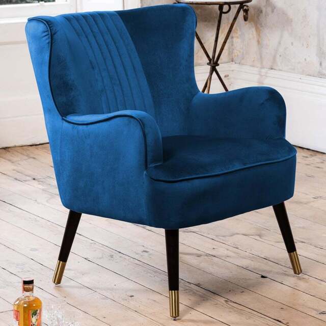 Artemis Home Madison Dark Blue Velvet Accent Chair - Size: Single - Wilko - image 1