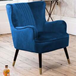 Artemis Home Madison Dark Blue Velvet Accent Chair - Size: Single - Wilko - thumbnail 1