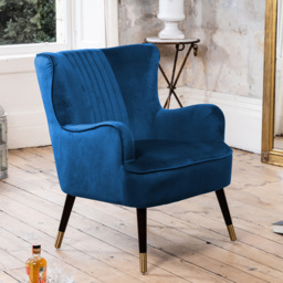 Artemis Home Madison Dark Blue Velvet Accent Chair - Size: Single - Wilko - thumbnail 5