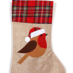 Shatchi Burlap Hessian Linen Robin Sack Stocking Hanging Christmas Decoration - Size: 15 x 22 x 22cm - Brown - Wilko - thumbnail 4