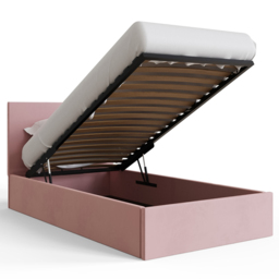 GFW Single Blush Pink Velvet End Lift Ottoman Bed - Wilko - thumbnail 5