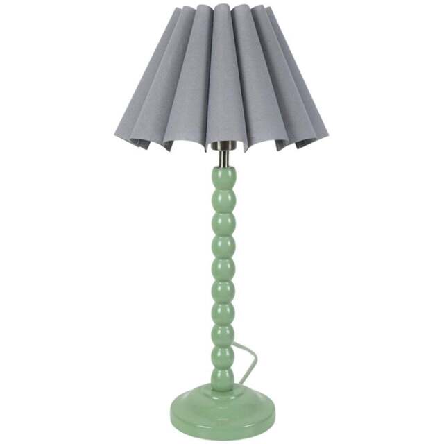 ValueLights Bobbins Grey Scallop Tapered Shade Sage Green LED Table Lamp - Wilko - image 1