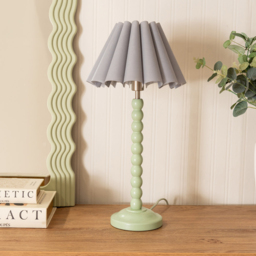 ValueLights Bobbins Grey Scallop Tapered Shade Sage Green LED Table Lamp - Wilko - thumbnail 4