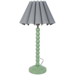 ValueLights Bobbins Grey Scallop Tapered Shade Sage Green LED Table Lamp - Wilko - thumbnail 1