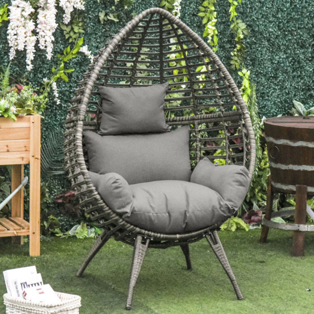 Outsunny Grey Rattan Egg Chair - Size: 1 Seater - Wilko - image 1