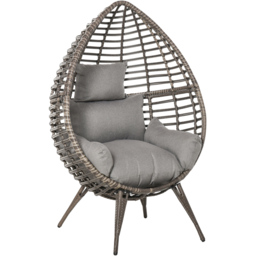 Outsunny Grey Rattan Egg Chair - Size: 1 Seater - Wilko - thumbnail 3