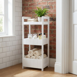 Kingston White Bathroom Caddy - Size: 28 x 74 x 20cm - Wilko - thumbnail 5