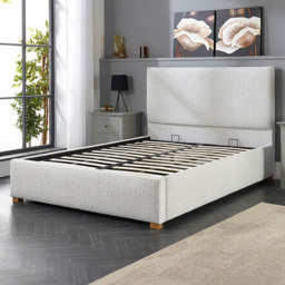 Aspire King Size Platinum Boucle Upholstered Garland Ottoman Bed Frame - Grey - Aspire Beds - Wilko - thumbnail 3