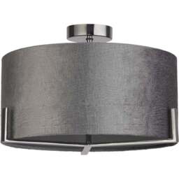 Lighting Collection Grey Velvet Shade Ceiling Flush - Size: 26.5 x 40 x 40cm - Wilko - thumbnail 1
