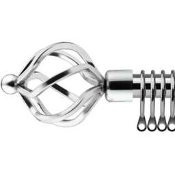 New Edge Blinds 120-210cm Extendable Chrome Cage Metal Curtain Pole - Size: 120 - 210cm - Silver - Wilko - thumbnail 1