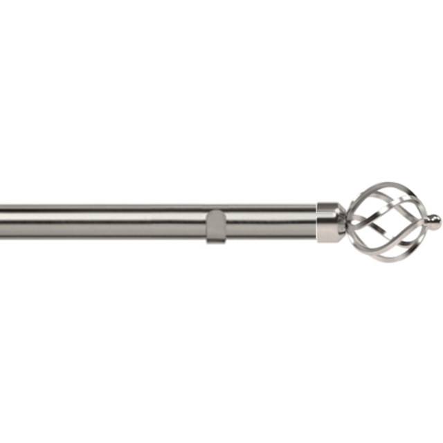 New Edge Blinds 150cm Fixed Length Satin Silver Eyelet Metal Curtain Pole Set with Cage Finial - Wilko - image 1