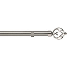 New Edge Blinds 150cm Fixed Length Satin Silver Eyelet Metal Curtain Pole Set with Cage Finial - Wilko - thumbnail 1