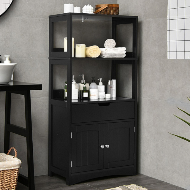 Costway Multipurpose Storage Cabinet with Drawer for Bathroom-Black - Size: 60 x 32.5 x 122cm - Wilko - image 1