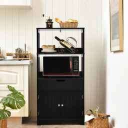 Costway Multipurpose Storage Cabinet with Drawer for Bathroom-Black - Size: 60 x 32.5 x 122cm - Wilko - thumbnail 4