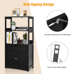 Costway Multipurpose Storage Cabinet with Drawer for Bathroom-Black - Size: 60 x 32.5 x 122cm - Wilko - thumbnail 6