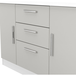 Crowndale Contrast 2 Door 3 Drawer Grey Matt and White Sideboard Ready Assembled - Size: 79 x 126 x 39cm - Grey Matt & White - Wilko - thumbnail 5