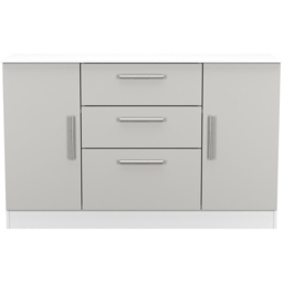 Crowndale Contrast 2 Door 3 Drawer Grey Matt and White Sideboard Ready Assembled - Size: 79 x 126 x 39cm - Grey Matt & White - Wilko - thumbnail 7