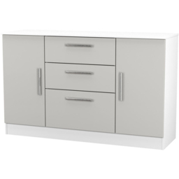 Crowndale Contrast 2 Door 3 Drawer Grey Matt and White Sideboard Ready Assembled - Size: 79 x 126 x 39cm - Grey Matt & White - Wilko - thumbnail 4