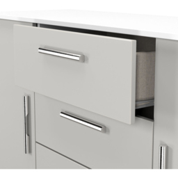 Crowndale Contrast 2 Door 3 Drawer Grey Matt and White Sideboard Ready Assembled - Size: 79 x 126 x 39cm - Grey Matt & White - Wilko - thumbnail 6