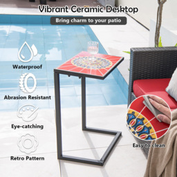 Costway C-shaped Outdoor Side Table - Size: 68.6 x 45.7 x 12.7cm - Multi - Wilko - thumbnail 5