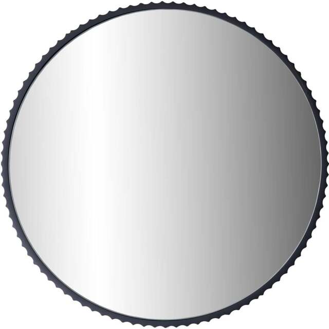 Pacific Lifestyle Black Metal Textured Edged Round Wall Mirror 70cm - Size: 70 x 70cm - Wilko - image 1
