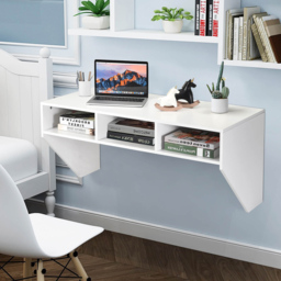 Costway 3 Shelf Wall Mounted Computer Desk White - Size: 122 x 63 x 10cm - Wilko - thumbnail 5