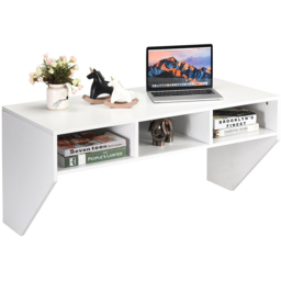 Costway 3 Shelf Wall Mounted Computer Desk White - Size: 122 x 63 x 10cm - Wilko - thumbnail 4