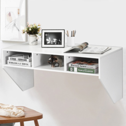 Costway 3 Shelf Wall Mounted Computer Desk White - Size: 122 x 63 x 10cm - Wilko - thumbnail 1