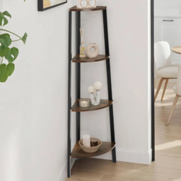 tectake Newbridge 4 Shelf Dark Wood Corner Shelving Unit - Brown - Wilko - thumbnail 1