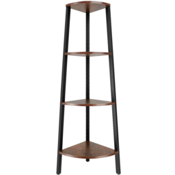 tectake Newbridge 4 Shelf Dark Wood Corner Shelving Unit - Brown - Wilko - thumbnail 3