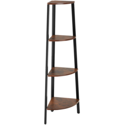 tectake Newbridge 4 Shelf Dark Wood Corner Shelving Unit - Brown - Wilko - thumbnail 4