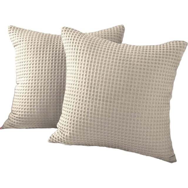 Allure Home Fashions Hotel Taupe Waffle Cushion Cover 2 Pack 50 x 50cm - Brown - Wilko - image 1