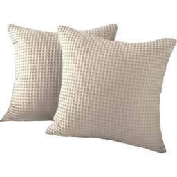 Allure Home Fashions Hotel Taupe Waffle Cushion Cover 2 Pack 50 x 50cm - Brown - Wilko - thumbnail 1