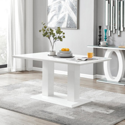 Furniturebox Molini Solara 6 Seater Dining Set White Gloss Cappuccino and Chrome - Brown - Wilko - thumbnail 3