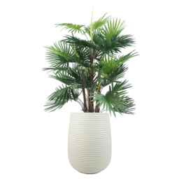 Leaf Mikos White Ridged Composite Planter 41 x 30cm - Size: 41 x 30 x 30cm - Wilko - thumbnail 3