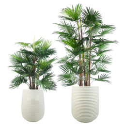 Leaf Mikos White Ridged Composite Planter 41 x 30cm - Size: 41 x 30 x 30cm - Wilko - thumbnail 7