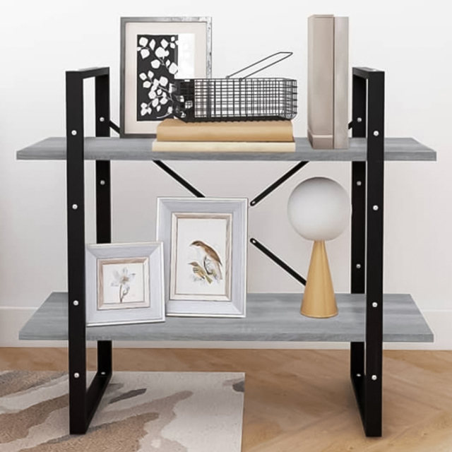 vidaXL 2 Shelf Grey Sonoma Oak Bookcase - Size: 70 x 80 x 30cm - Wilko - image 1
