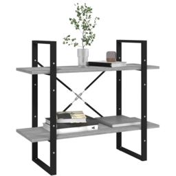 vidaXL 2 Shelf Grey Sonoma Oak Bookcase - Size: 70 x 80 x 30cm - Wilko - thumbnail 5